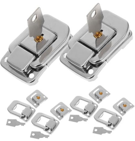 OSALADI 6pcs Metal Toggle Catch Lock Keys Box Buckle Lock Set for Suitcase Toolbox in Silver