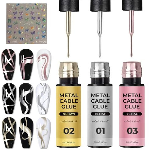 Rienan 3D Gel Nagellack 3 Farben Metallic Spiegelglanz Effekt für Salon Home DIY Maniküre