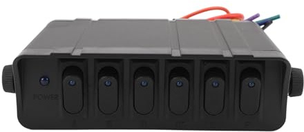 6 Gang Rocker Switch Box Automotive Kippschalter Panel DC12V zu 24V 40Amp Wasserdicht für Auto Boot RV SUV UTV (BLUE)
