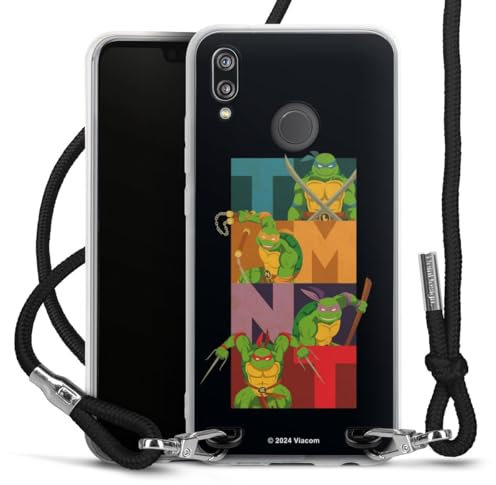 Carry Case kompatibel mit Huawei P20 Lite Hülle mit Band Handykette zum Umhängen schwarz Teenage Mutant Ninja Turtles Offizielles Lizenzprodukt Fanartikel
