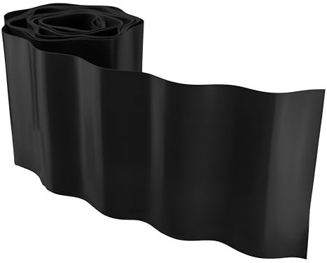 Wavy Plastic Garden Lawn Edging, H=20CM, L=9M, Black - provides a clear separation between grass, flower beds, pathways, and other landscape features.