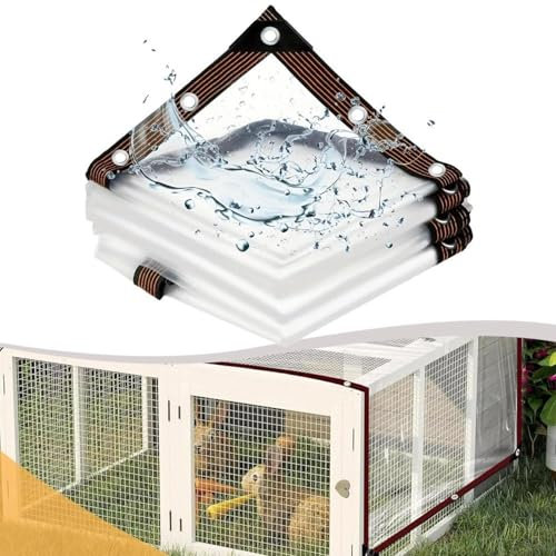 URPIZY Wasserdichte Transparente Plane mit Ösen für Gewächshaus Terrasse Überdachung Gartenpavillon(1x1 meter)