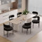 Hawthyhome Esszimmerstühle 6er Set丨Teddy Stoff Runde Boucle Stühle·Mid-Century gepolsterte Küchenstühle·Dining Chairs mit Metallbeinen·schwarz