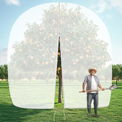 10 X 14FT Large Fruit Tree Netting, Tree Nets for Fruit Trees with Zipper and Drawstring, Insect Netting for Garden Blueberry Bushes Cherry Apple Peach Tomatoes Protection from Birds Bug Pests etc