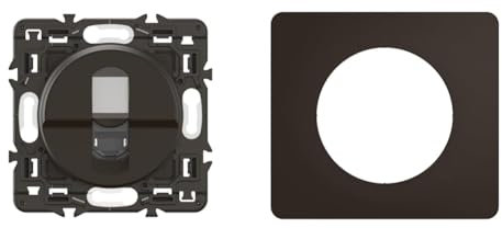 LEGRAND - Prise RJ45 Céliane Catégorie 6 FTP - enjoliveur Noir et support avec Plaque Céliane 1 poste - Noir Mat emballage GD