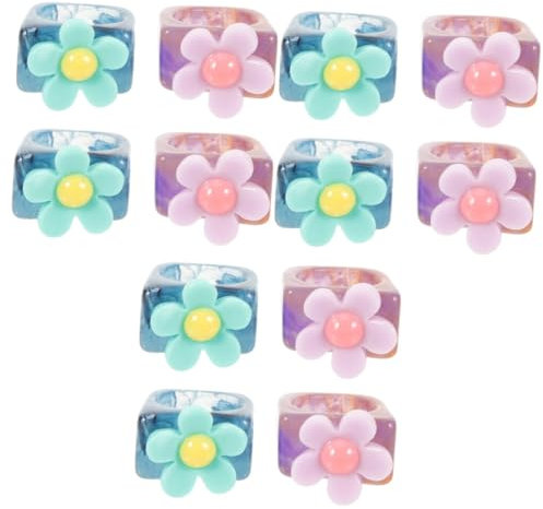 NTALJC Vintage -Design -Harzringe für Frauen Knöchelringe mit Blumendekoration süßer Fingerschmuck für stapelbare bequeme Verschleiß *