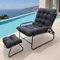 OVLRIJP Loungesessel Outdoor, Balkonsessel Liegestuhl Gartenliege, Relaxsessel Garten mit Hocker, Auflage Abnehmbar, 5-Positionen Liegefunktion, Relaxliege für Garten,Terrasse (Grau)