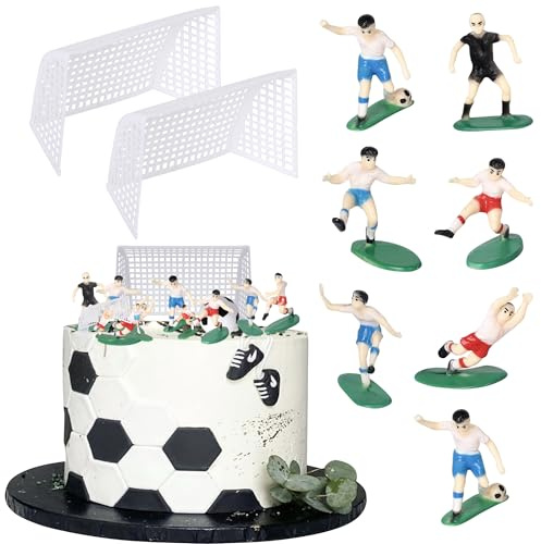 SYKYCTCY 9 Pack Football Cake Toppers for Boys, Personalised Football Cake Decoration Soccer Birthday Cake Toppers Football Birthday Party Decorations for Men