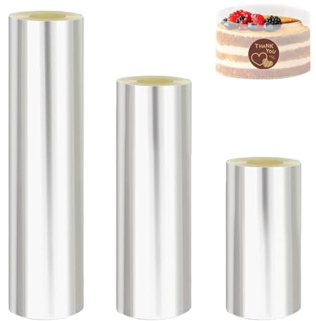 Pluvyze 4PCS Tortenrandfolie10/20/30cm x 30m Tortenfolie Konditorfolien Acetat Folie,Transparent,Wiederverwendbar und Schneidbar,Sicherheit und Umweltschutz,für Schaumkuchen,Schokolade,Desserts