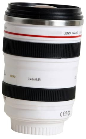 KOMBIUDA Tasse D'objectif D'appareil Photo Créative Et Moderne pour Bureau Et Maison, Plastique Blanc, Capacité Standard, Présent Original pour Amateurs De Photographie