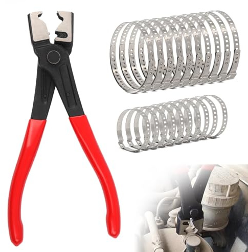 21 Pcs CV Boot Clamp Pliers, Heavy Duty Hose Clamp Pliers with 20 Adjustable CV Adjustableboot Clips Repair Accessories Tool for Car Truck SUV
