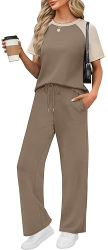WIHOLL Vacation Outfits for Women 2 Piece Set Summer Airport Travel Outfits Resort Wear for Women 2026 Cruise Essentials Beach Vacation Clothes Spring Fashion Clothing Airplane Coffee L