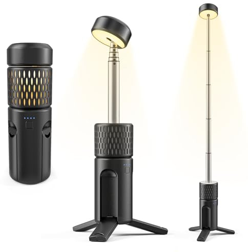 Lámparas telescópicas recargables para acampada de 5400 mAh, IP54 | luz de trabajo LED portátil de 600 lúmenes, 3000/7000 K, con regulador de intensidad