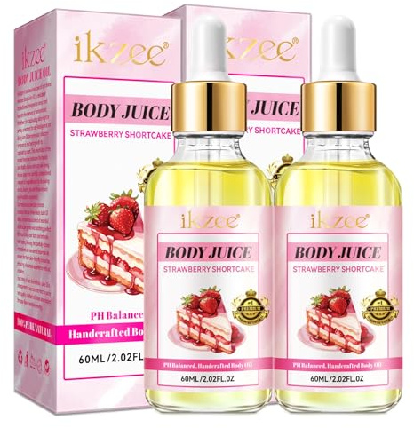 P-Beauty Erdbeer Körperöl 2x 60 ml - Body Oil Strawberry Shortcake - Körperöl & Massageöl - Feuchtigkeitspflege, schnell einziehend, Duftöl für weiche Haut & Glow, Liebesöl Ganzkörperpflege Öl