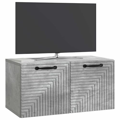 vidaXL Wandmontierter TV-Schrank Betongrau 59,5 x 31 x 30 cm, Wohnzimmer, moderner rechteckiger Stauraum, wandmontierte Medienkonsole, platzsparendes Möbel für Dein Zuhause