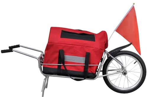 Mangloder Fahrradanhänger Einrad mit Tasche, 2-in-1 Lastenanhänger für Fahrrad, Trolley, Schubkarre, max. Zuladung 40 kg, Robustes Stahl, faltbar, geeignet für Kinder, Hunde, Gepäck
