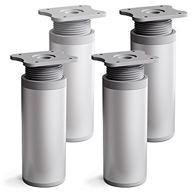 Sossai Möbelfüße MFR1, 4er Set, Höhe 60 mm, höhenverstellbar, rundes Profil Ø 40 mm, Aluminium eloxiert, ideal für Schränke und Kommoden