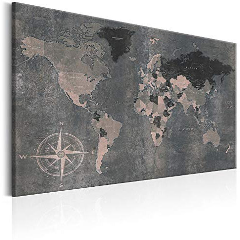 decomonkey Bilder Weltkarte 120x80 cm 1 Teilig Leinwandbilder Bild auf Leinwand Vlies Wandbild Kunstdruck Wanddeko Wand Wohnzimmer Wanddekoration Deko Welt Karte Landkarte Kontinente