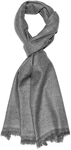 Lorenzo Cana Luxus Herrenschal 100% Kaschmir flauschig leicht Kaschmirschal Winterschal Naturfaser Fischgrätmuster naturbelassen 7822977711, Fischgrat-anthrazit-grau, 30 x 180 cm