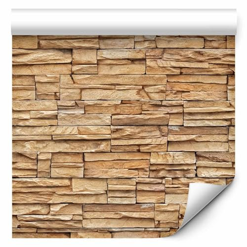 murando - Tapete selbstklebend 10m Wandtattoo dekorative Möbelfolie Dekorfolie Fotofolie Panel Wandaufkleber Wandposter Wandsticker - Steine Steinwand Steinoptik Braun f-A-0020-j-b