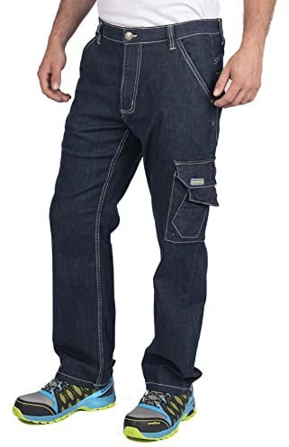Goodyear Workwear Gypnt030 Mens Multi Pocket Safety Stretch Carpenters Cargo Work Jeans Pants Pantalones de utilidades de Trabajo, Denim Blue, 40 Waist 31 Leg para Hombre