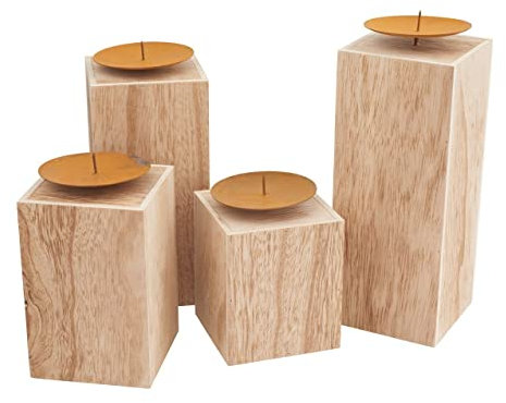 VBS Holz-Kerzenständer 4 Stück versch. Größen mit Kerzentellern