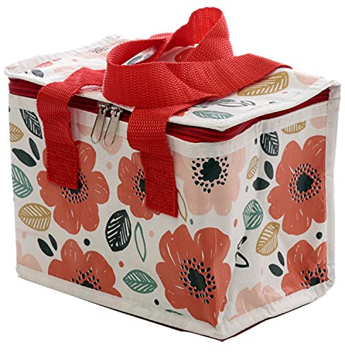 Puckator Pick of The Bunch Woven Cool and Lunch Bag with Poppy Fields Design - Insulated Lunch Bag for Women Men Children - Childrens Lunch Box Bag for Work & School - Beach and Picnic Accessories