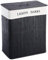 Bamboo Laundry Basket 100L Collapsible Bamboo With 2 Compartments Laundry Hamper Laundry Basket Removable Lining Large Laundry Bins Laundry Hamper with Lid Bamboo Laundry Storage basket (Black)