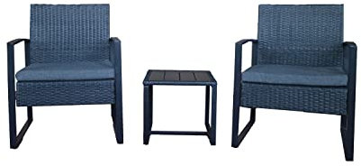 Möbilia® Garten Sitzgruppe, 5-teilig Polyrattan, Metall L = 0 x B = 0 x H = 0 cm anthrazit, Kissen grau