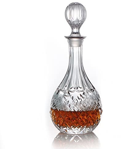 Carafe à décanter en verre avec bouchon géométrique hermétique – Décanteur à whisky pour vin, bourbon, brandy, liqueur, jus, eau, bain de bouche (750 ml)