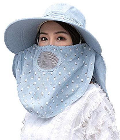 HEELPPO Strohhut Vogelscheuche Hut Damen Strohhut Damen Safarihut Damen Sonnenhut Damen Sonnenhut Hut Herren Anglerhut Schirmmütze Sterntaler Mütze Damen Sonne Hüte Packable Blue