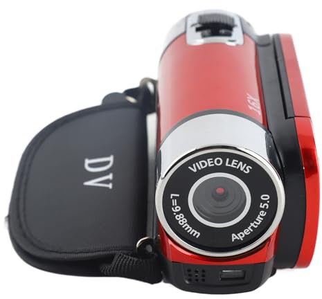 Wakects Digitaler Camcorder 2,7-Zoll-Bildschirm Full HD 270 ° Drehung 1080P 16X tragbar High Definition Digital Camcorder Video DV Kamera mit Intelligent Active Mode (Rot)