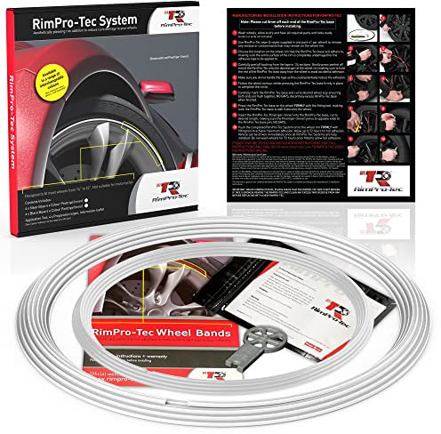 RIMPRO-TEC Felgenschutz selbstklebend & Styling Felgenkantenschutzring Felgenringe Felgenstyling Felgenschutzringz 12'' bis 22'' Zoll Außen Weiß | Inneres Weiß.