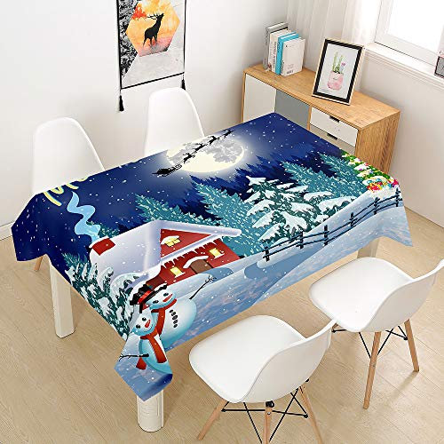 Chickw1 Tischdecke Weihnachten Modern Abwaschbar Rechteckig Tischdeko Wasserdicht Ölfest Polyester Pflegeleicht Outdoor Garten Tischdek Weihnachten Decoration (Heiligabend,140x140cm)