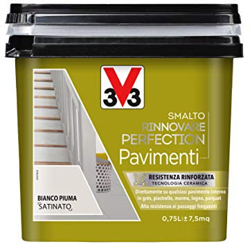 V33 Smalto Rinnovare Perfection Pavimenti Bianco Piuma Satinato 0,75 L
