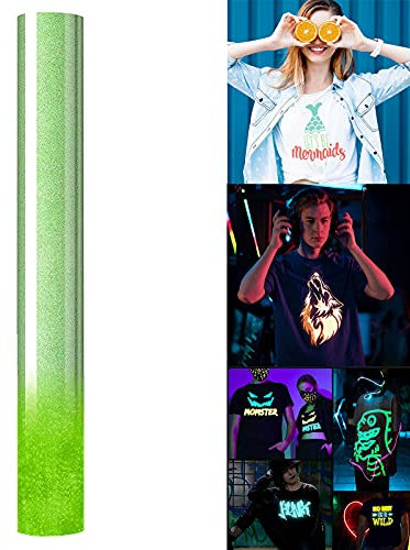Leuchtend Plotterfolie Textil vinyl 30 x 25 cm Fluoreszenz Vinyl Heat Thermal Transfer A4 Transferfolie Plotter Flexfolie für Aufbügeln von DIY T-Shirts und Anderen Stoffen, weicher und elastischer