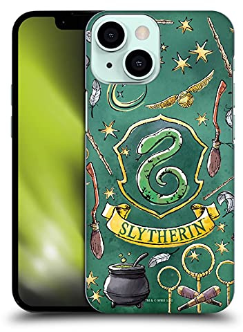 Head Case Designs Officially Licensed Harry Potter Slytherin Pattern Deathly Hallows XIII Hard Back Case Compatible With Apple iPhone 13 Mini