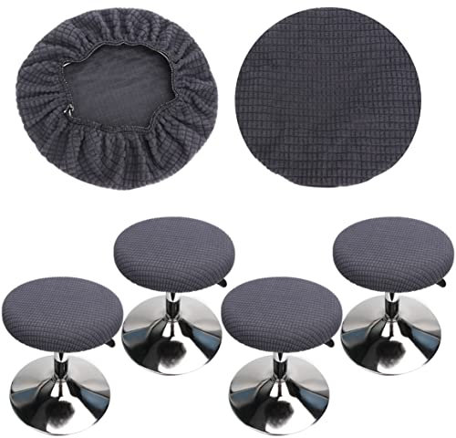 HuaLiSiJi Hockerbezug Rund 30-40cm Bezug Hocker Rund Elastischer Hocker Rundbezug, Waschbar Pflegeleicht Weich und Langlebig,für Runde Oder Quadratische Hocke (4 Stück Grau)