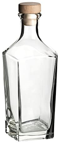 gouveo Decantador de 750 ml Ina con corcho (HGK) - Botella de diseño de 0,75 l de vidrio - Jarra con cuerpo angular - Botella de vidrio vacía para licor, whisky y coñac (DIT750HGK)