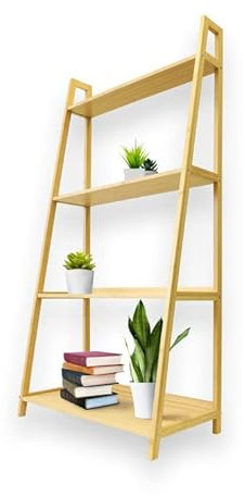 KARAT Estantería de bambú Zaria – 125 x 32 x 63 cm – Escalera para plantas con 4 niveles – Estantería para flores – Estantería para plantas de bambú – Estantería de escalera