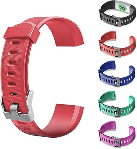 1 x Ersatzarmband for ID115Plus HR Smartwatch, verstellbares weiches Silikon-Ersatz-Armband, buntes Ersatz-Armband for Fitness-Tracker-Uhr (rot)