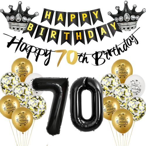 Luftballon 70.Geburtstag deko Mann Frau gold Schwarz Folienballon 70 jahre Geburtstag Mann dekoration Schwarz Happy 70th Birthday Girlande Geburtstagsdeko 70 deko geburtstag 70 jahre Mann Frauen