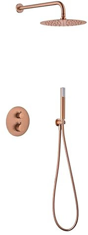 MICE - Ensemble de douche, kit thermostatique douche encastré mural - 2 voies - robinetterie salle de bain thermostatique couleur cuivre or rose brossé