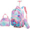 HTgroce Pop Push It Schulranzen Mit Rollen, Toy Schulranzen Trolley Pop Kinder, Fidget Trolley Rucksack Mädchen, Popit Push Pop Bubble Anti Stress Spielzeug Schultasche Zum Ziehen Mädchen