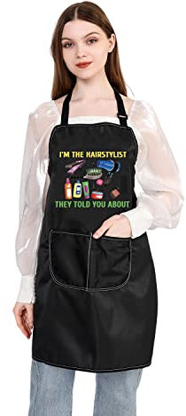 PLITI Friseurschürze mit Taschen, I'm The Hairstylist, Schürze für Frauen, Salon, Friseur, Gesagte Frisurenlistin APU, M