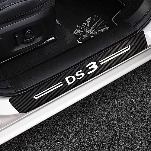 Symilov 4 PièCes Protecteur de Seuil Porte de Voiture en Fibre Carbone pour Citr-oen DS3 DS4 DS5 DS6 DS7 C1 C2 C3 C4 C5, Autocollants de Protection de Plaques PéDale de Seuils de Anti-Rayures,DS3