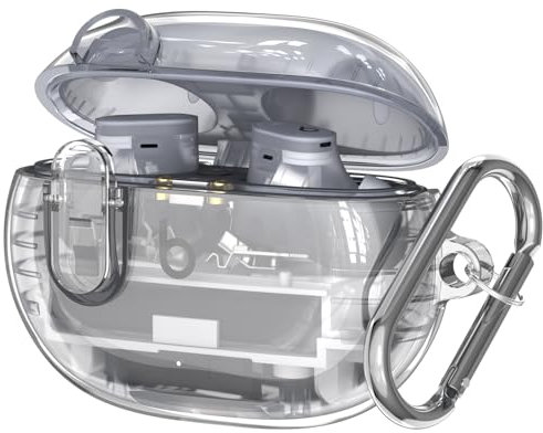 Kompatibel mit Beats Studio Buds/Studio Buds Plus Case Cover Clear 2021/2023 Men Lock Clip, Schutzhülle für New Beats Studio Buds + Wireless Earbuds Case mit Schlüsselanhänger, transparent