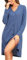 Vlazom Chemise de Nuit Femme Hiver à Manches Longues Robe de Nuit Chaude Col en V Vêtements de Nuit avec Boutons，Bleu Foncé，L