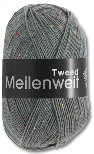 Frida's Wollhaus Lana Grossa 100 g Meilenweit 100 Tweed Sockenwolle Stricken Garn 20 Farben (160 | Dunkelgrau)