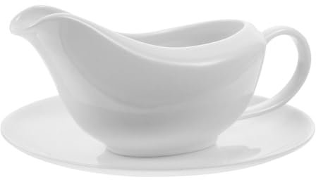 Ipetboom 1 Set Salsiera E Vassoio Piattino In Porcellana Fine Bianca Con Beccuccio Antigoccia Salsiera Con Piattino Vassoio Per Sughi Salse Riscaldanti Condimenti Per Insalata Latte